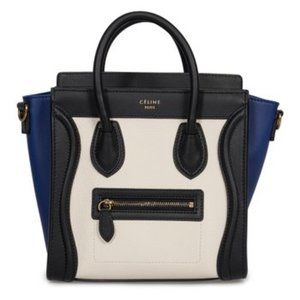 Celine Blue & White NANO LUGGAGE Satchel